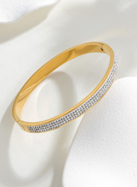手镯女简约镶钻首饰爆款时尚开口