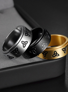 可转动减压钛钢不锈钢钛钢指环太