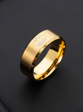 手饰镭射蝙蝠男士不锈钢钛钢指环