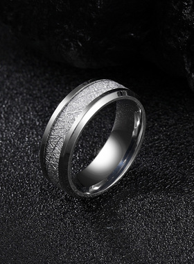 对戒冰丝箔片男士首饰钛钢雾凇戒