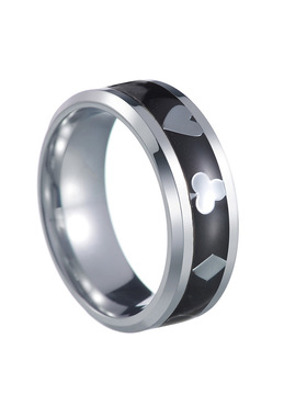 外贸欧美新款手饰品手饰扑克牌男士钛钢指环不锈钢钛钢指环可太钢