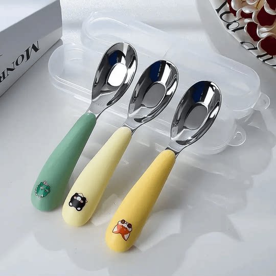 Stainless steel ingot spoon for infants and young children