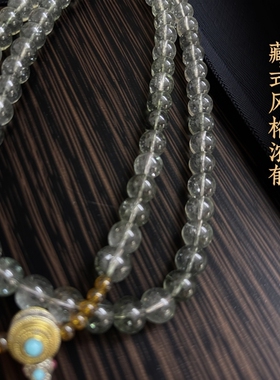 藏式风格天然绿幽灵水晶项链 毛衣链颈链手链