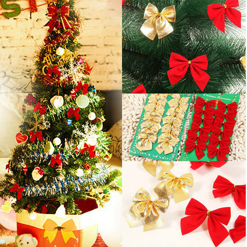 圣诞树装饰品 圣诞装饰蝴蝶结 圣诞蝴蝶结 圣诞礼品 12个一卡 - 图0