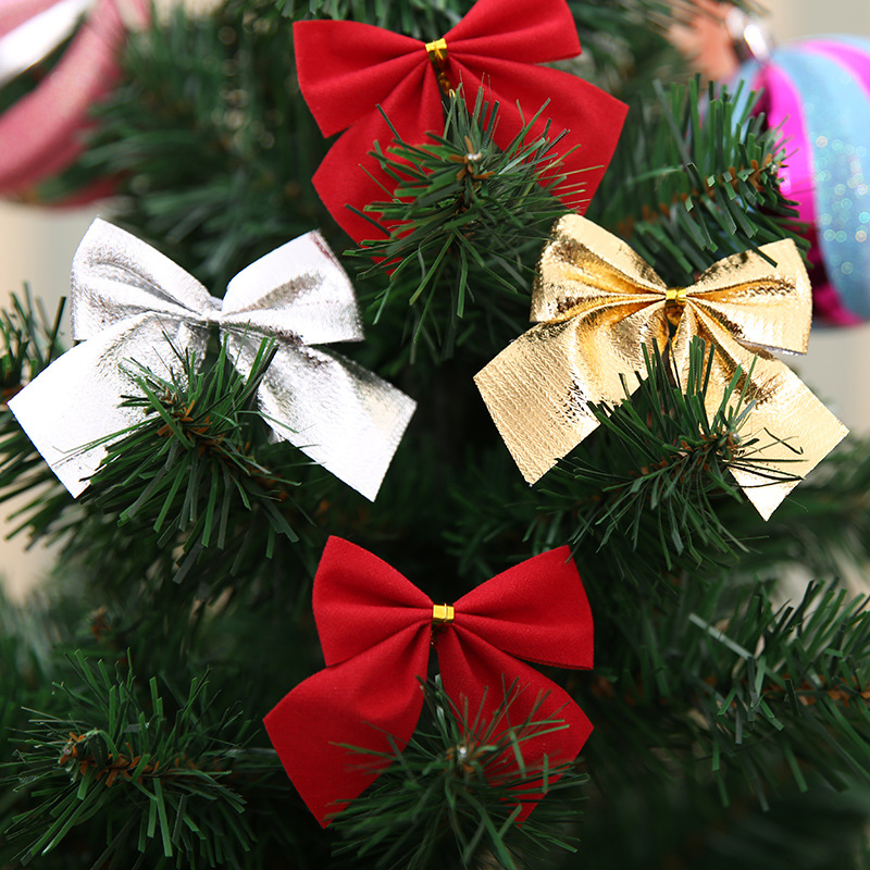 圣诞树装饰品 圣诞装饰蝴蝶结 圣诞蝴蝶结 圣诞礼品 12个一卡 - 图2