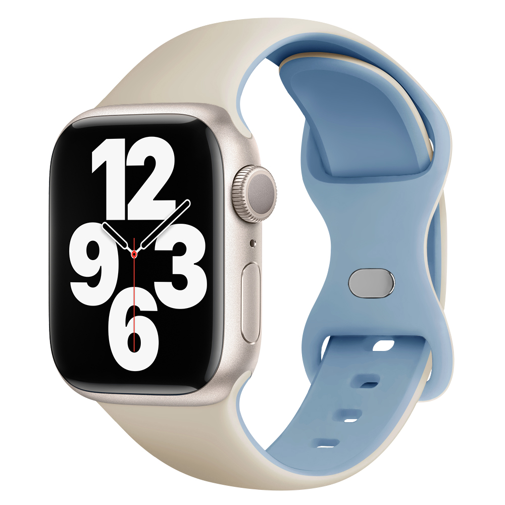 适用iwatch9/8苹果s7手表apple watch7/6/4/3/se/5代硅胶s9手表带s5/s6替换带45/41mm男女款s3/s4智能配件潮