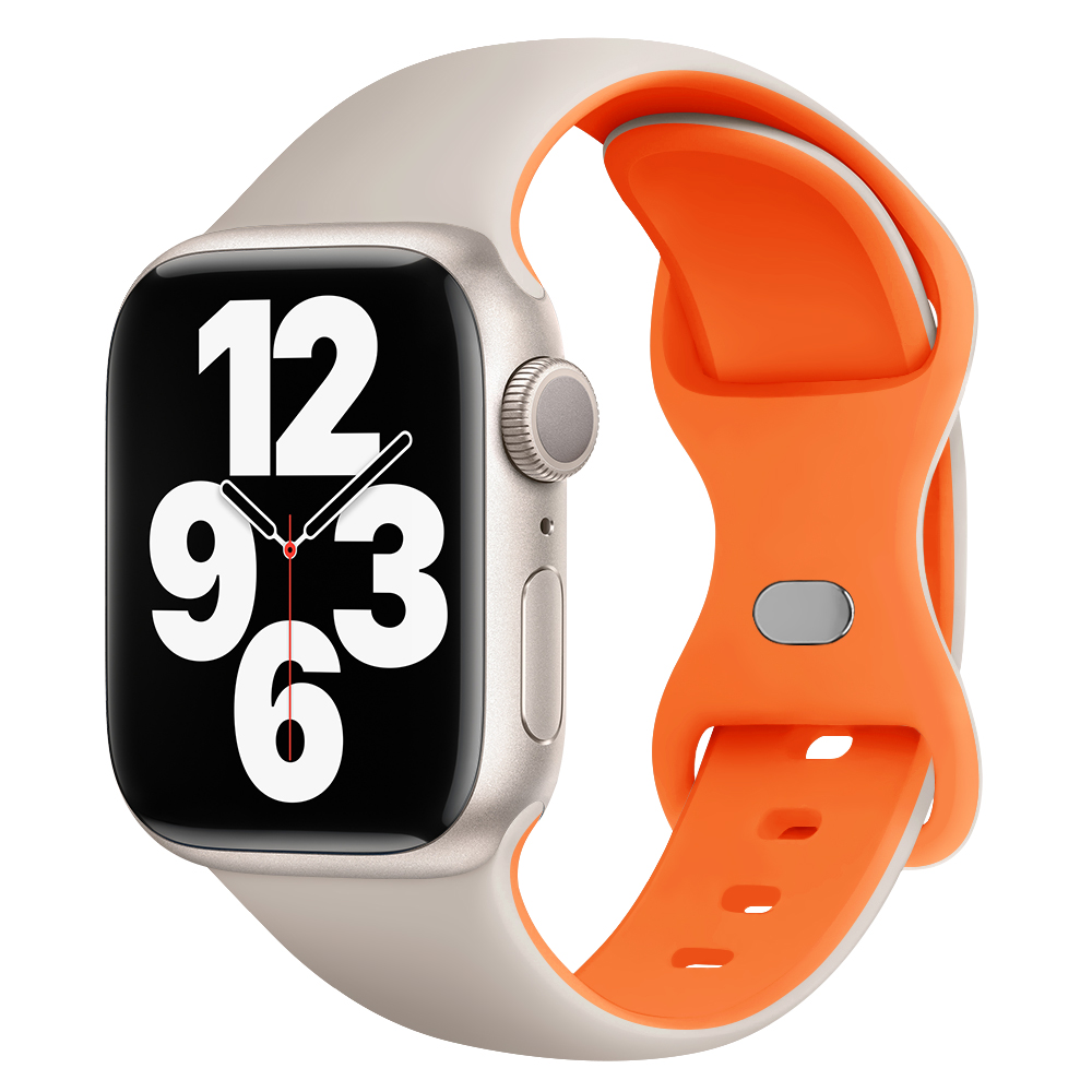 适用iwatch9/8苹果s7手表apple watch7/6/4/3/se/5代硅胶s9手表带s5/s6替换带45/41mm男女款s3/s4智能配件潮