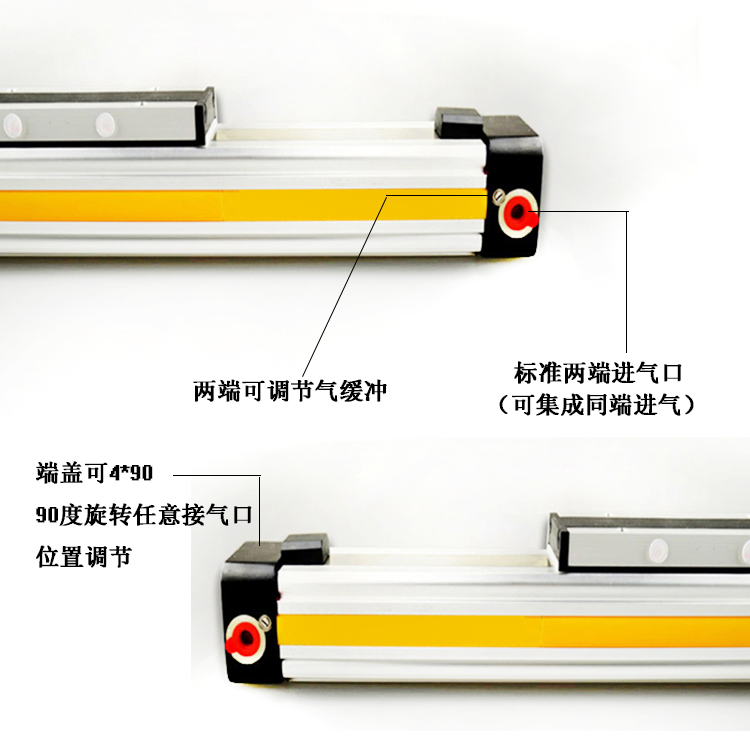 现货机械式无杆气缸高速带导轨可定制快速无杆气缸P25-300-400-50