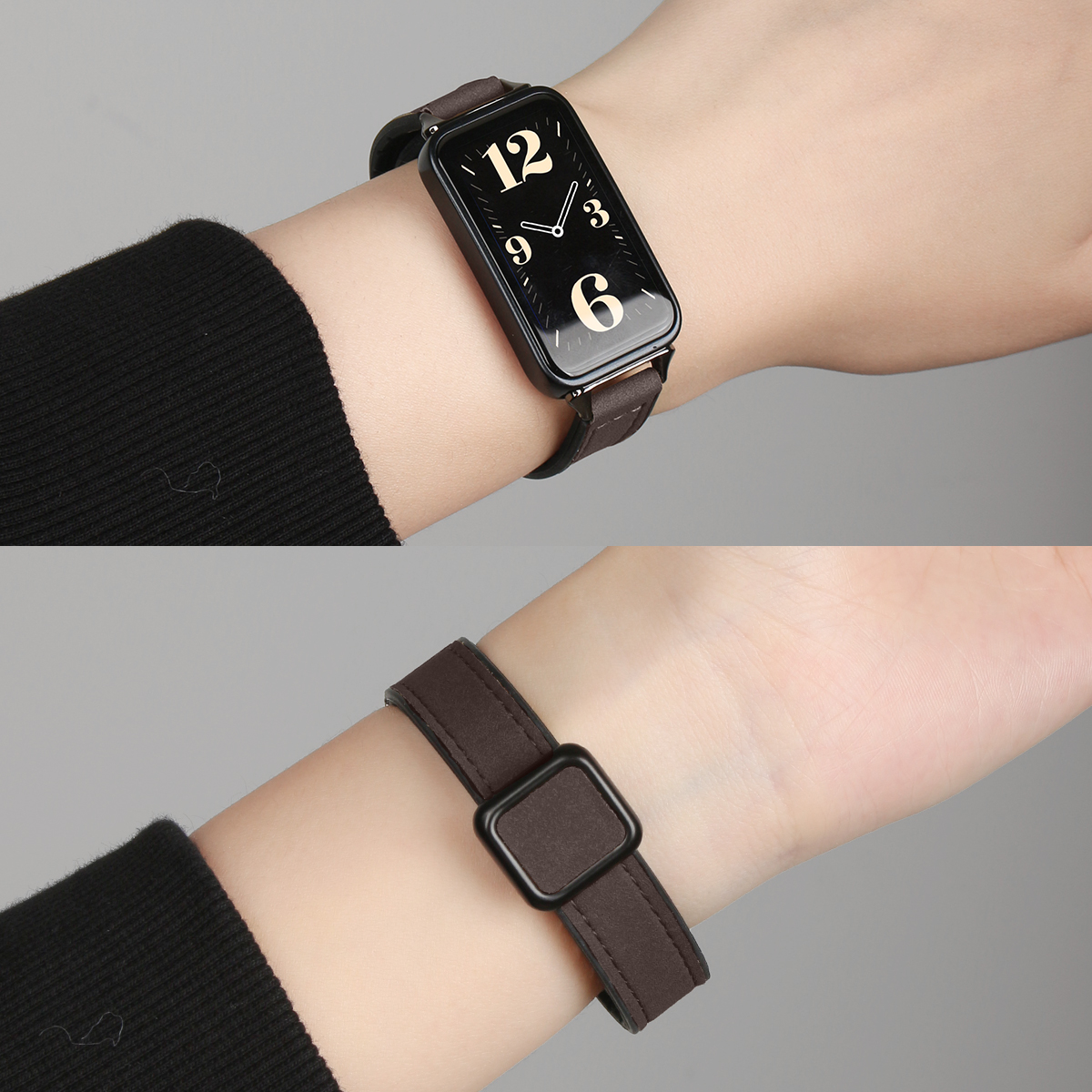 适用华为手环10表带新疯马皮磁吸腕带9/8nfc版手表带高级感band7高颜值6pro舒适女款荣耀十代智能运动手表链 - 图2