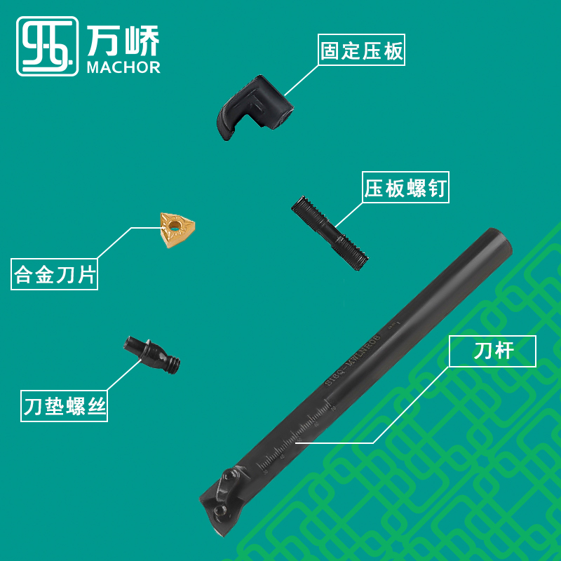 数控刀杆95度桃型内孔车刀杆S20R-MWLNR/L08压板式镗孔刀机夹刀具 - 图0