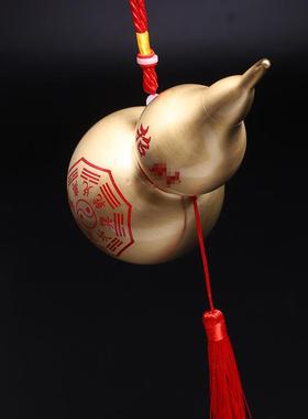 纯黄铜大葫芦开口盖风水过光小葫芦平安镇家宅客厅挂件办公室摆件