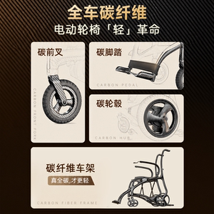 英洛华碳纤维电动轮椅智能全自动老人专用折叠轻便小型残疾代步车
