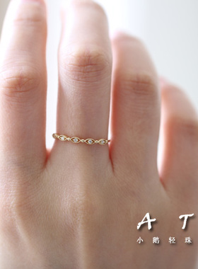日系戒指女S925纯银镀14k金尾戒小指 闺蜜女尾戒指环 手工定制