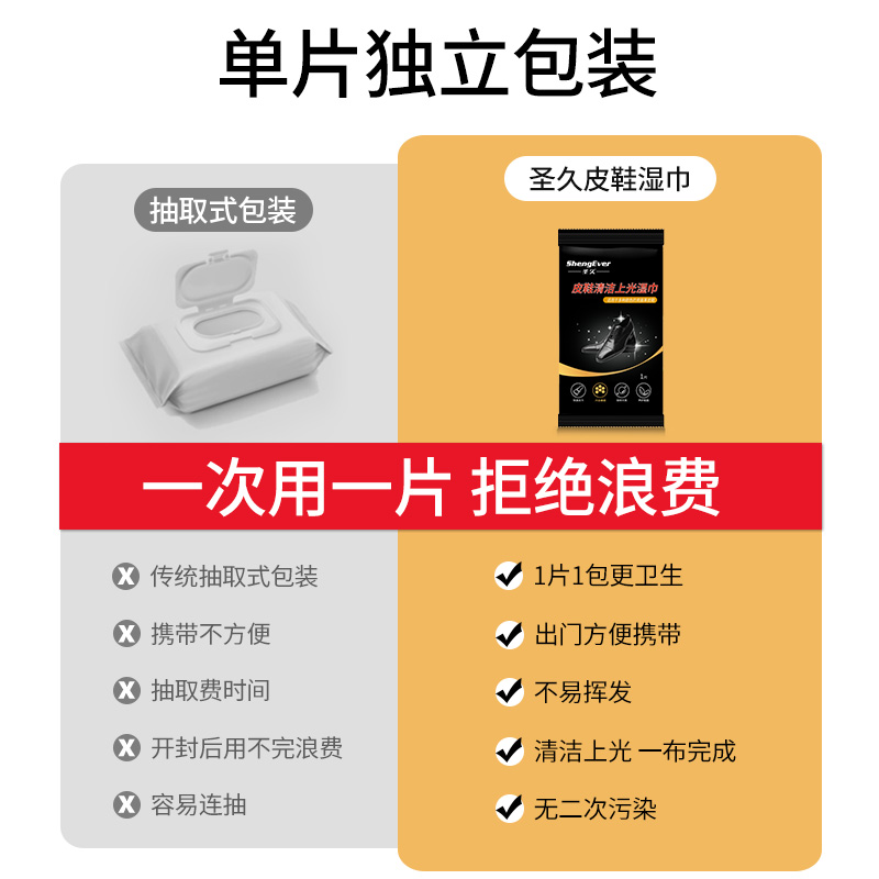 圣久皮鞋湿巾一次性免洗去污清洁上光蜂蜡保养护理擦皮鞋专用湿巾 - 图0