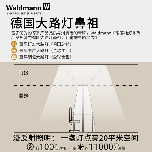 德国Waldmann沃达迈儿童护眼落地灯 学生钢琴学习书桌台LED大路灯 - 图2