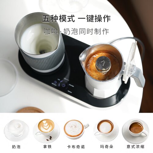 [礼物]七次方花式咖啡机家用咖啡机半自动奶泡一体机意式摩卡壶 - 图0