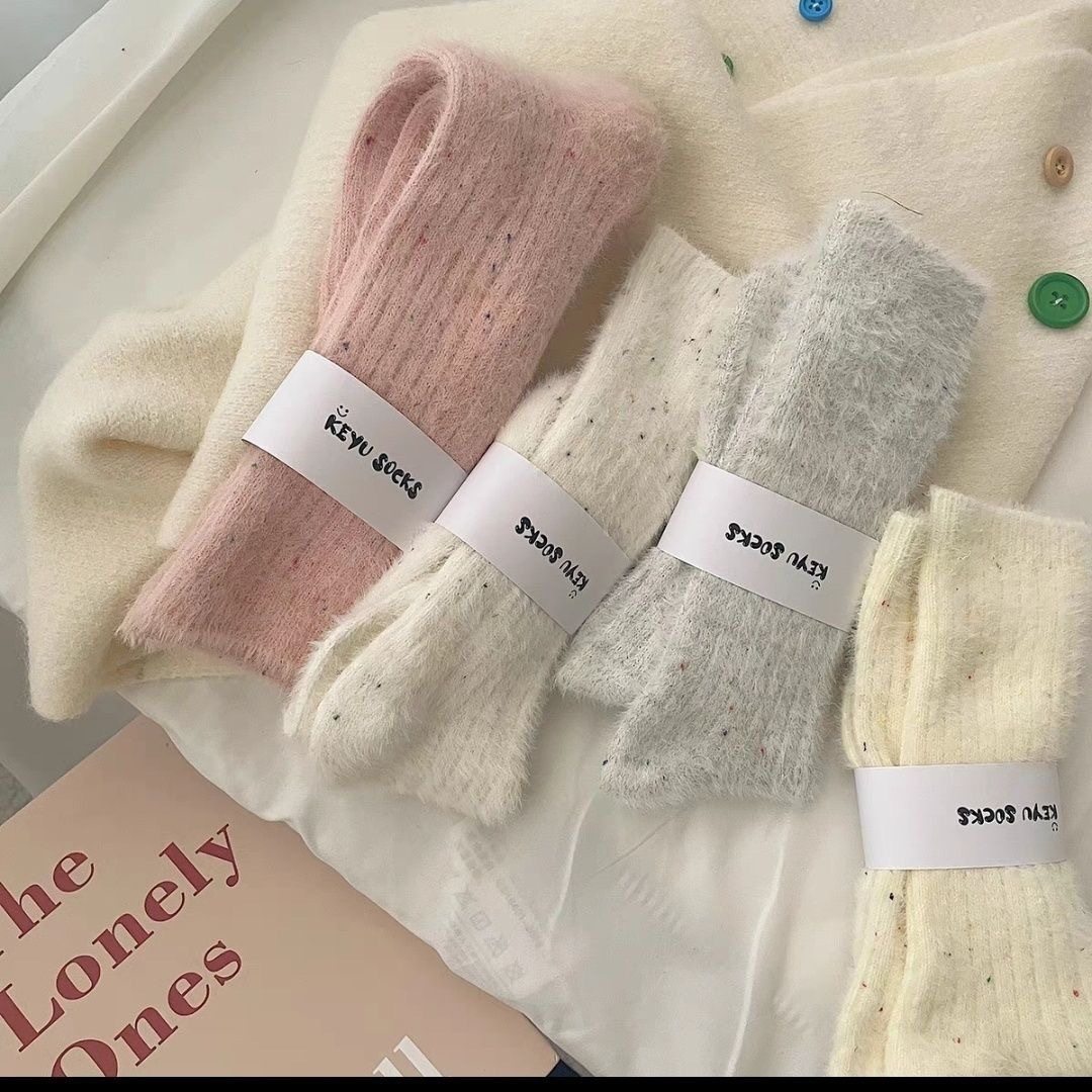 秋冬森系百搭ins风堆堆袜女时尚女加绒加厚保暖水貂绒毛茸茸袜子,淘宝优惠券,粉丝福利购,淘宝优惠卷