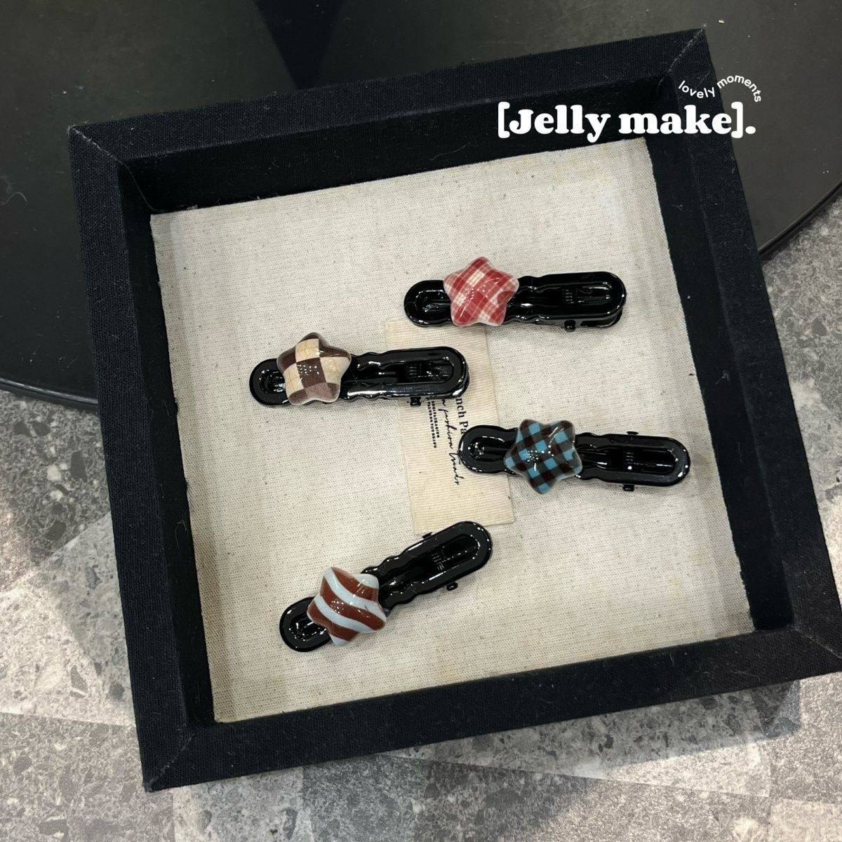 复古格子款星星黑色夹可爱少女心star边夹米咖格子卡通发饰发卡女,淘宝优惠券,粉丝福利购,淘宝优惠卷