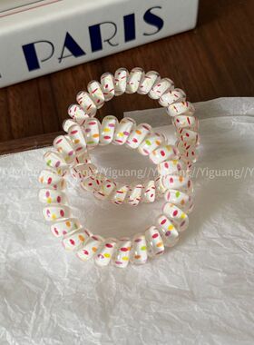 彩色波点电话线发圈发绳头绳耐用高弹力不伤马尾头发皮筋头饰发饰