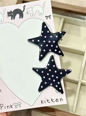 韩系个性百搭五角星印花发卡甜美潮流侧边夹简约潮流发饰