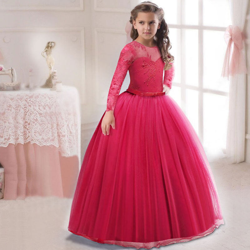 女童长袖连衣裙公主裙中大童演出服 星莉缇连衣裙