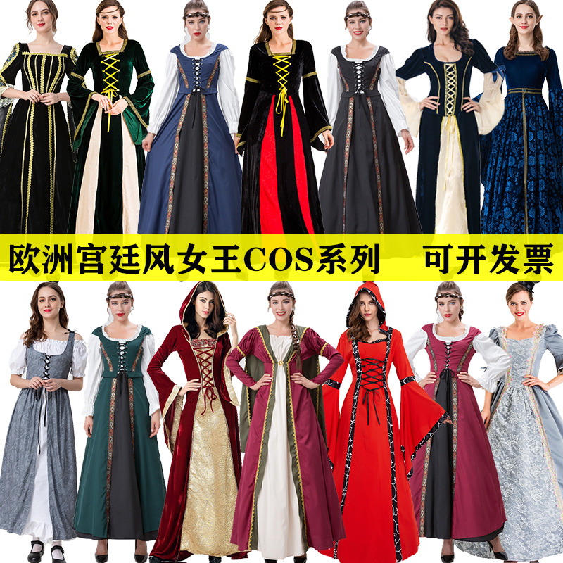 万圣节cosplay欧式复古宫廷风长裙服装女王公主舞台剧话剧演出服