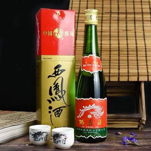 陕西版高脖西凤绿瓶55度45度凤香型粮食白酒500ml*12瓶带盒整箱 - 图0