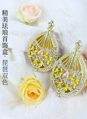 琵琶乐器盒七宝烧珐琅彩绘首饰盒