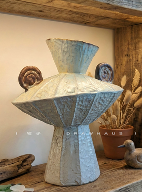 宅子设计师款9月特供样板间陶瓷抽象造型装饰花瓶侘寂风艺术花器