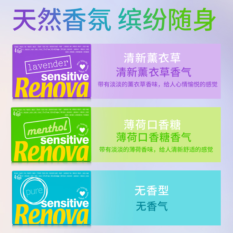 Renova彩色香味袖珍纸巾小包随身装便携迷你卫生纸面巾餐巾纸厕纸 - 图2