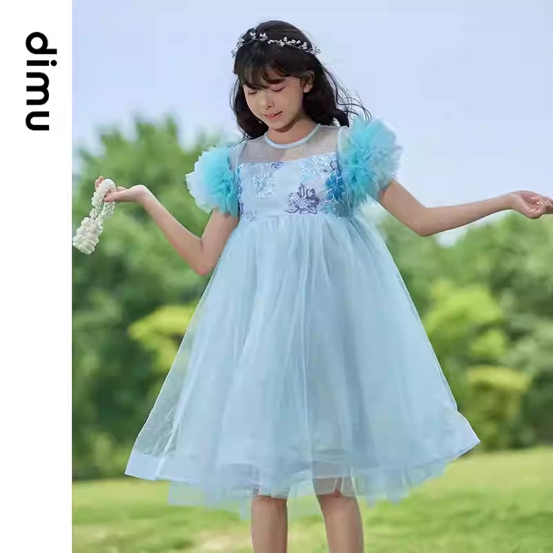 笛牧童装2026女童夏季新款甜美洋气百搭休闲圆领儿童短袖卫衣套装