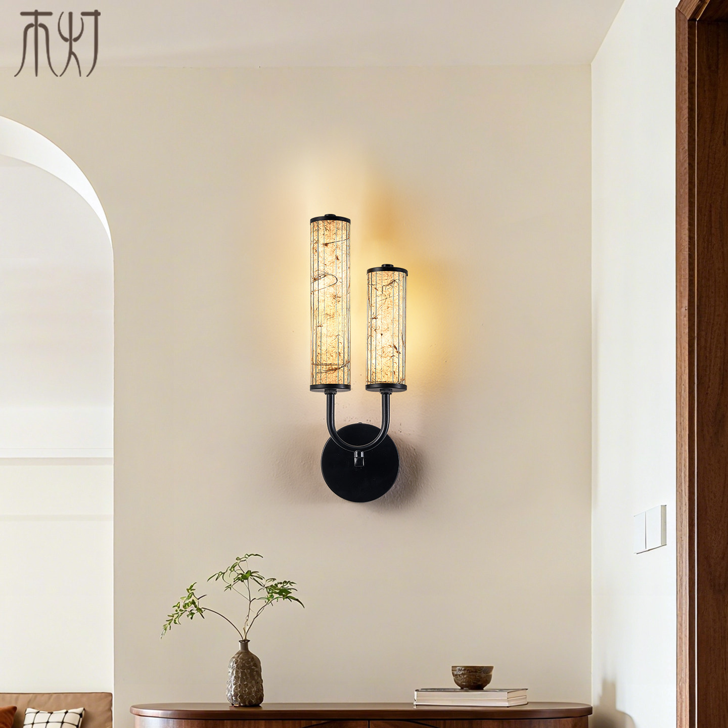 新中式壁灯宋式美学中国风宣纸灯设计师卧室床头客厅背景墙玄关灯,淘宝优惠券,粉丝福利购,淘宝优惠卷