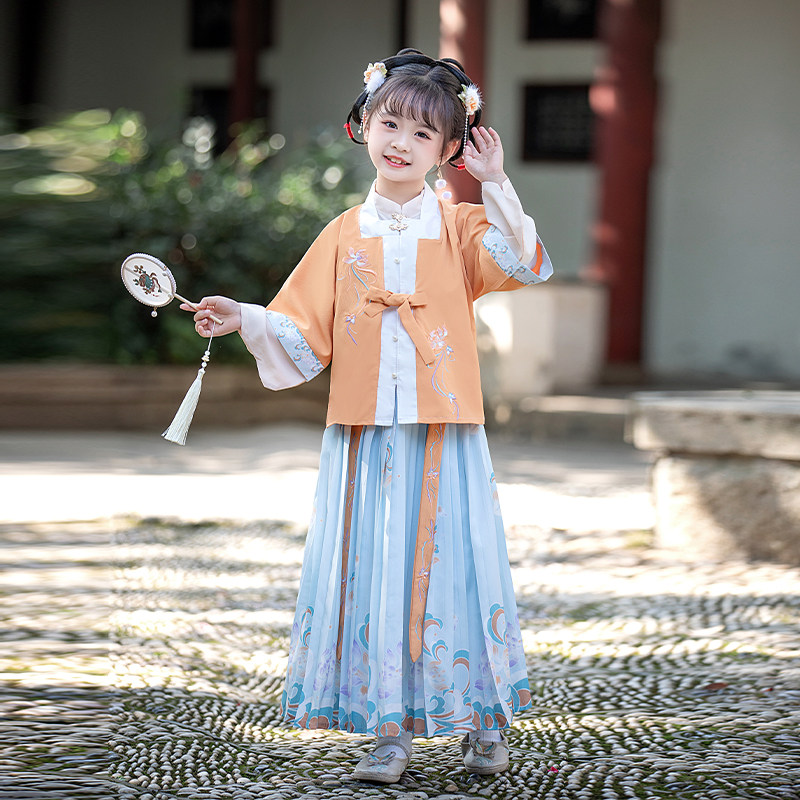 汉服女童春季儿童三件套古风超仙中国风唐装明制春秋款女孩儿童装,淘宝优惠券,粉丝福利购,淘宝优惠卷
