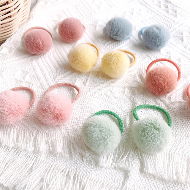 Cute fur ball pair, candy-colored children’s hair accessories