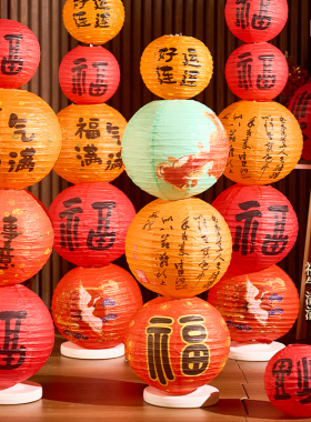 25蛇年新款立柱喜囍灯笼装饰摆件