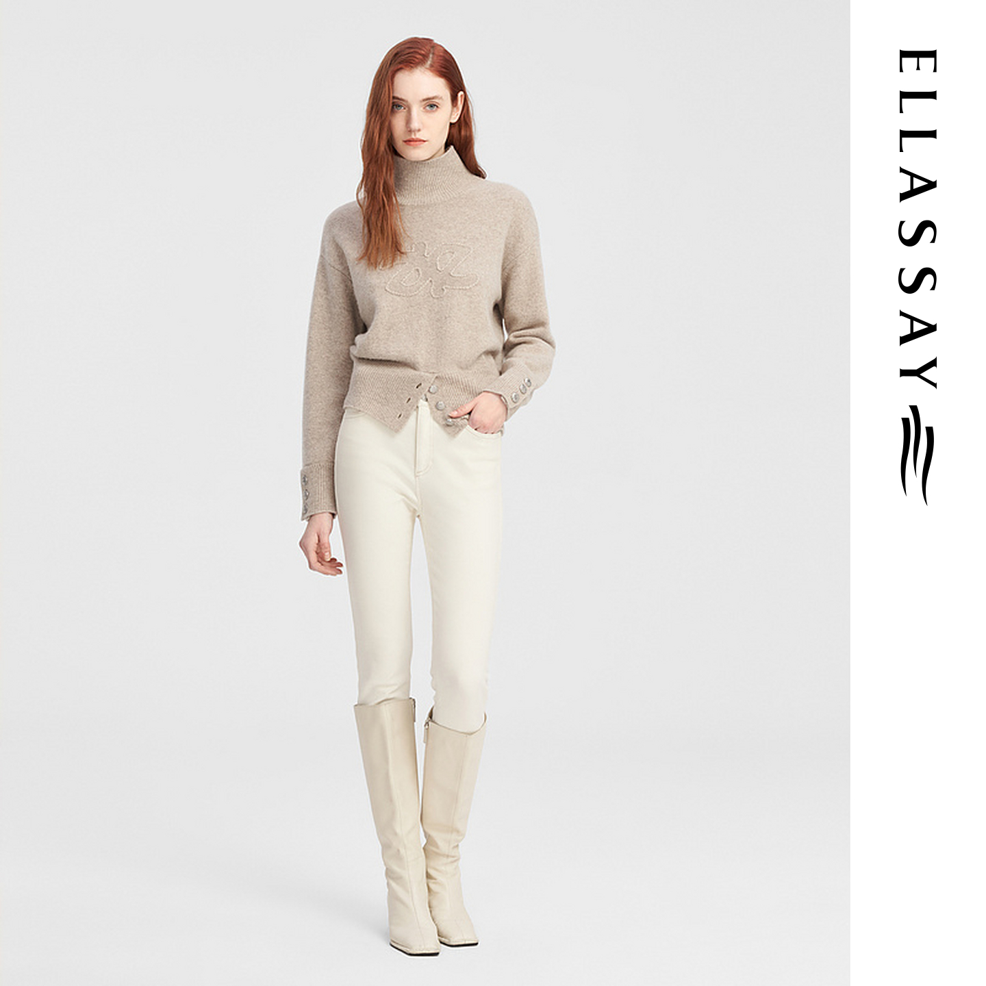 ELLASSAY歌力思秋冬新款软糯羊毛慵懒百搭针织衫女EWW344M02900 - 图0