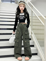 Childrens jazz dance outfit 2024 South Korean girl boomers Cool Overalls Little Girl Net Red Street T Walk Show Suit