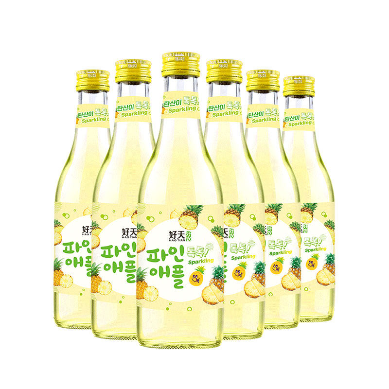 好天好饮韩国原装进口烧酒菠萝气泡口味女生低度微醺360ml*6瓶,淘宝优惠券,粉丝福利购,淘宝优惠卷