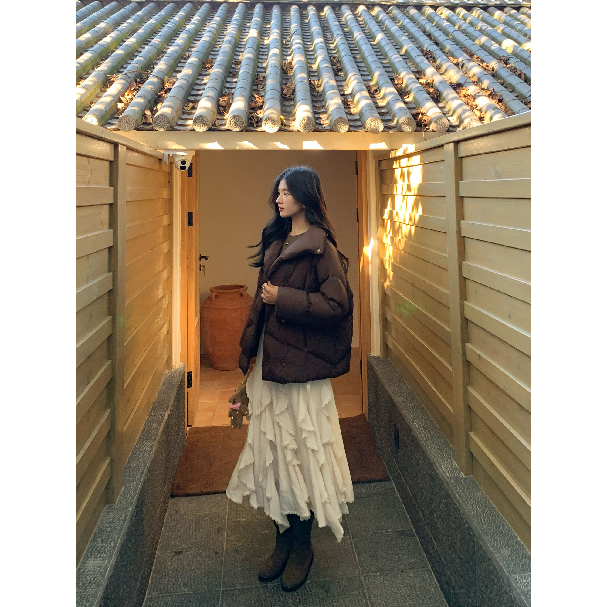 pusumede翻领羽绒服女冬季90白鸭绒保暖面包服宽松百搭廓形外套 - 图0