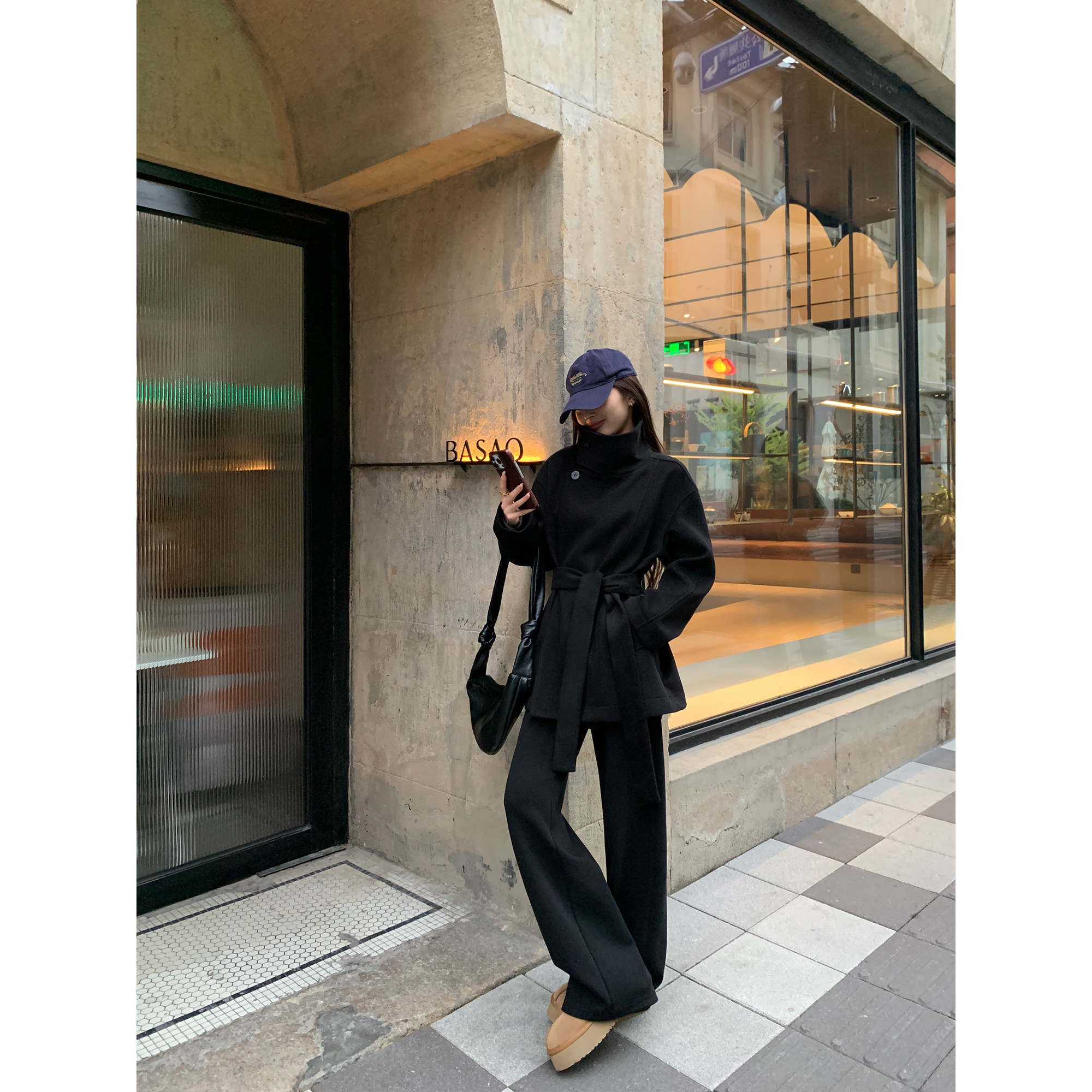 pusumede 韩女轮廓 重磅立领毛呢外套女气质保暖短款小个子大衣,淘宝优惠券,粉丝福利购,淘宝优惠卷