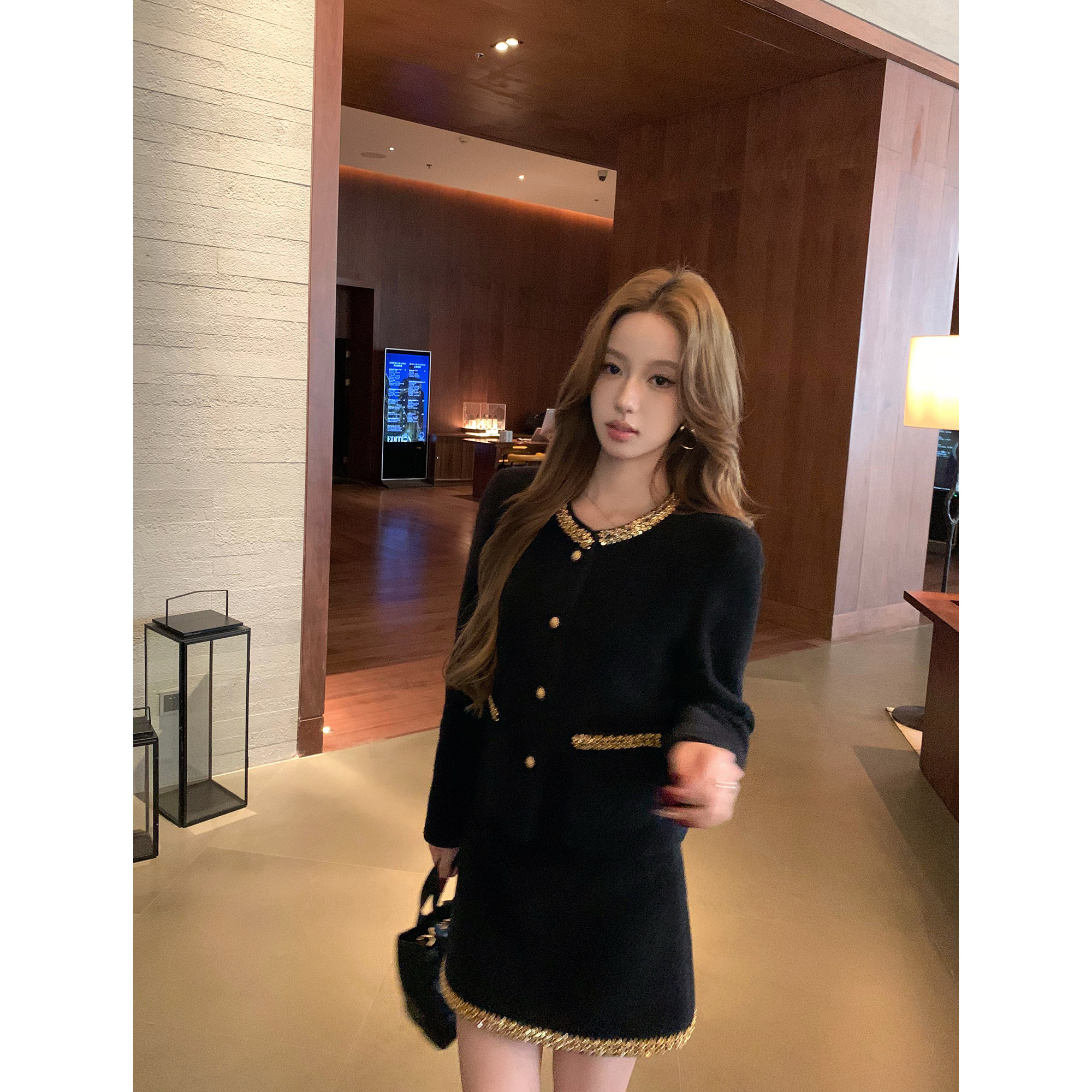 pusumede 法式千金风 气质短款小香风外套女高级感a字半身裙套装,淘宝优惠券,粉丝福利购,淘宝优惠卷