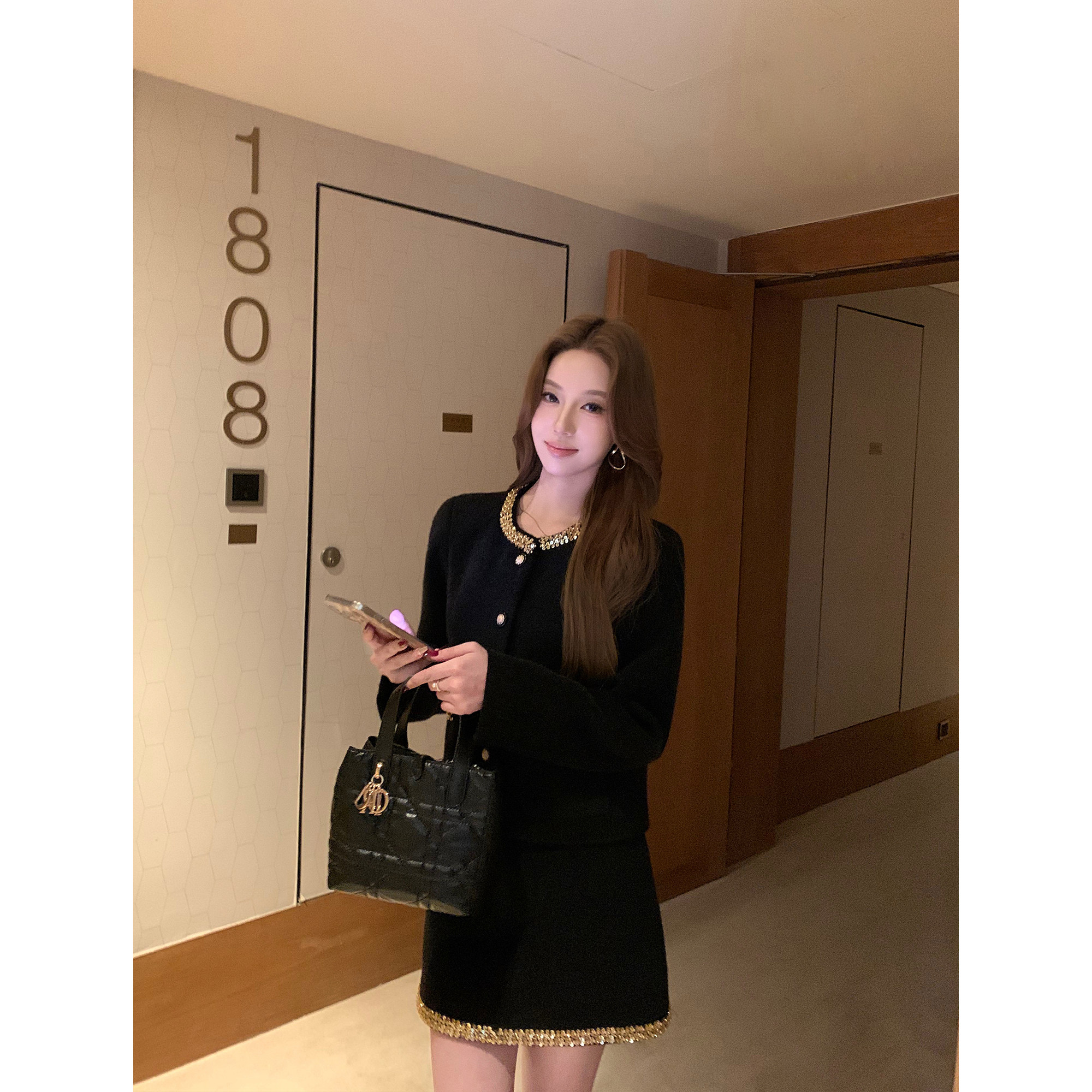 pusumede 法式千金风 气质短款小香风外套女高级感a字半身裙套装,淘宝优惠券,粉丝福利购,淘宝优惠卷