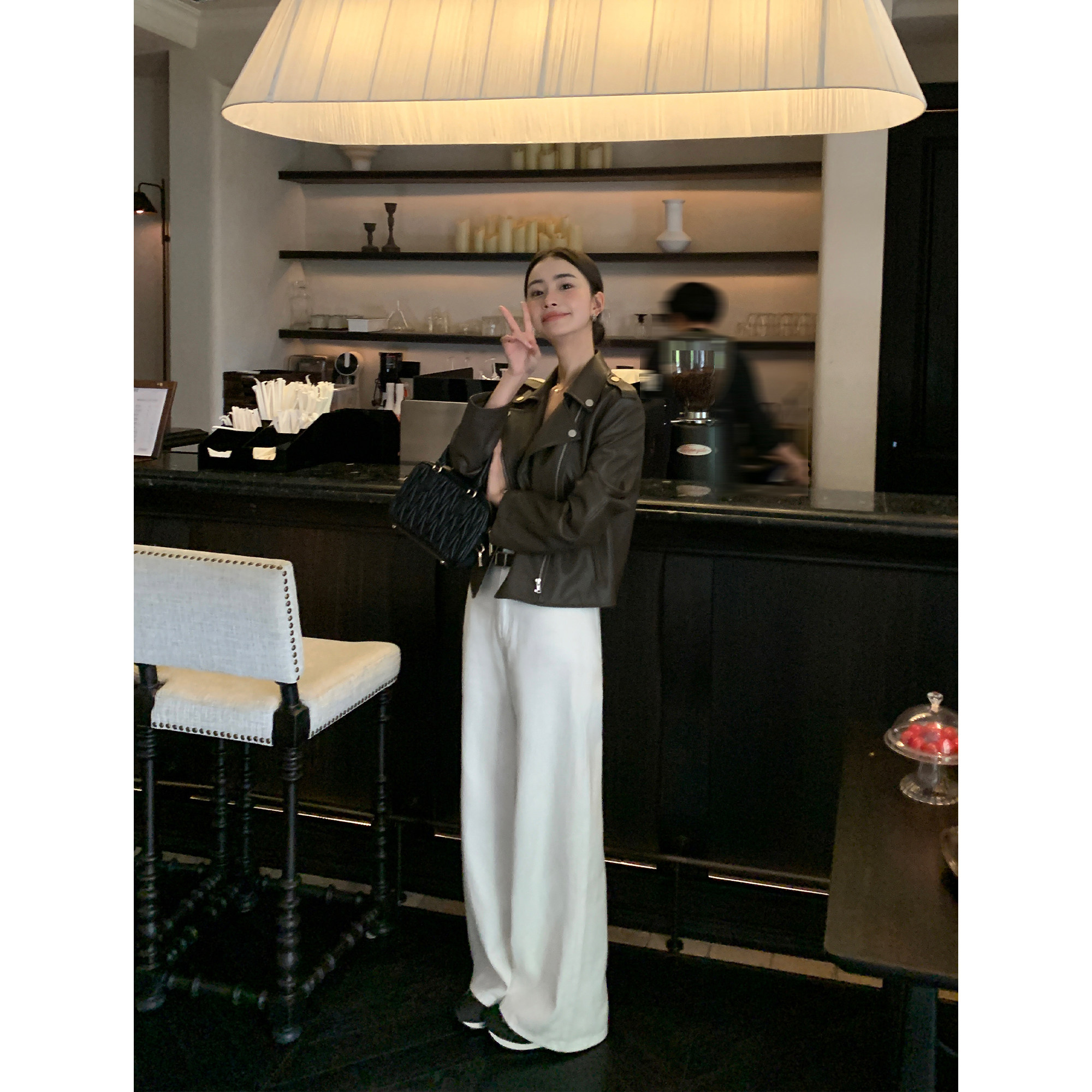 pusumede 【现货7折】黑色机车皮衣外套女复古高级宽松短款夹克,淘宝优惠券,粉丝福利购,淘宝优惠卷