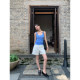 Pusumede leg Essence making machine white loose wide-leg a-line shorts denim shorts for women retro high-waisted 5-quarter pants