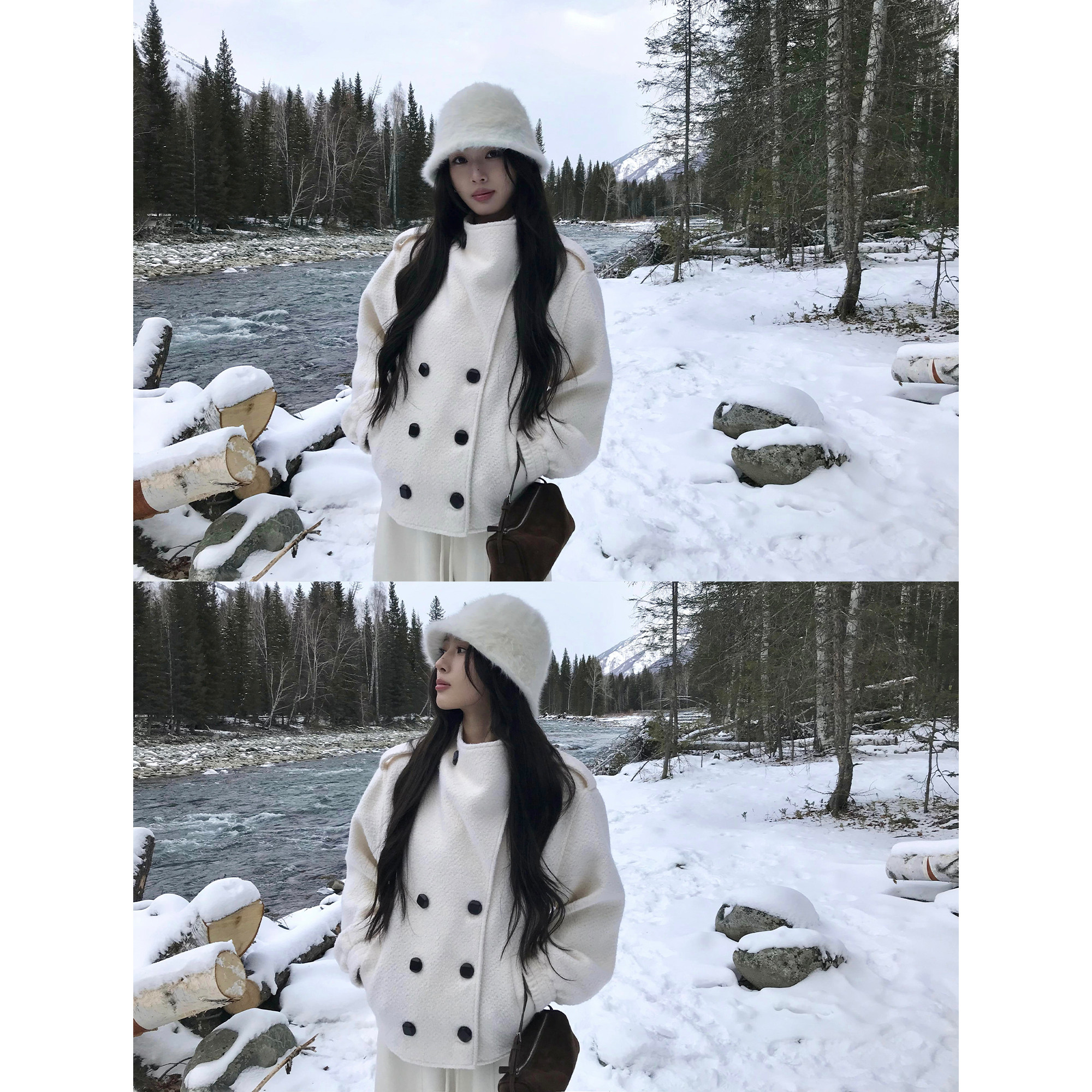 pusumede 柏林纪事 复古羊毛立领外套女高级感短款双排扣毛呢大衣,淘宝优惠券,粉丝福利购,淘宝优惠卷