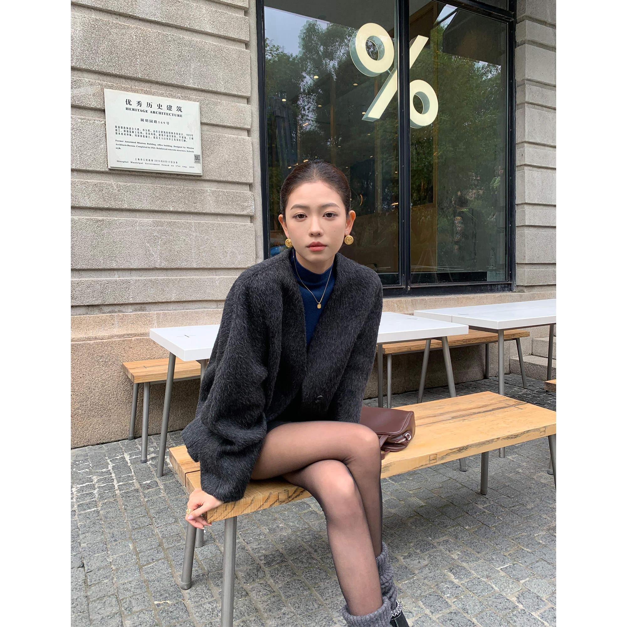 pusumede【现货7.5折】V领羊毛双面呢外套女气质保暖短款毛呢大衣,淘宝优惠券,粉丝福利购,淘宝优惠卷