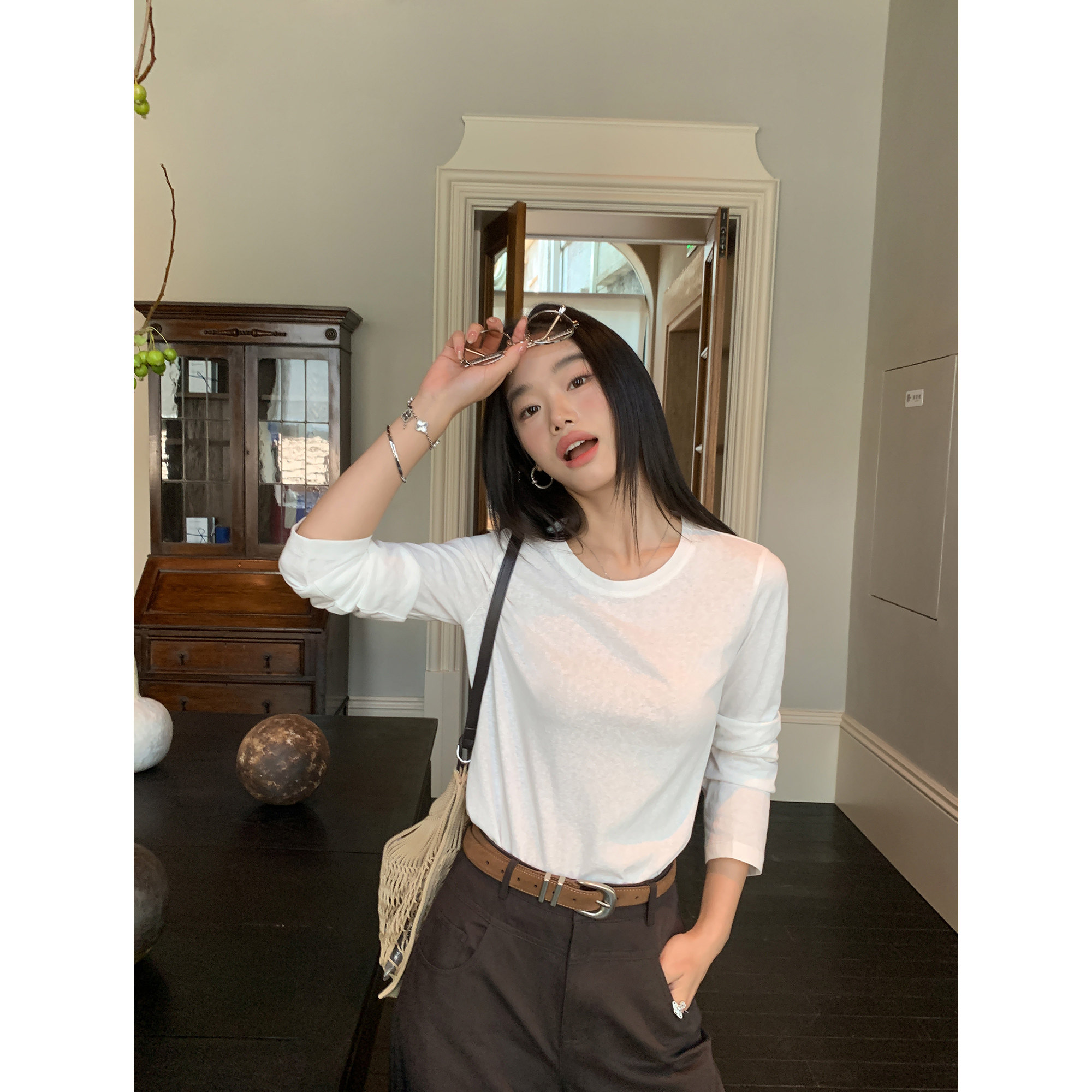 pusumede 搭出时髦 圆领针织长袖T恤女基础款内搭宽松打底衫上衣,淘宝优惠券,粉丝福利购,淘宝优惠卷