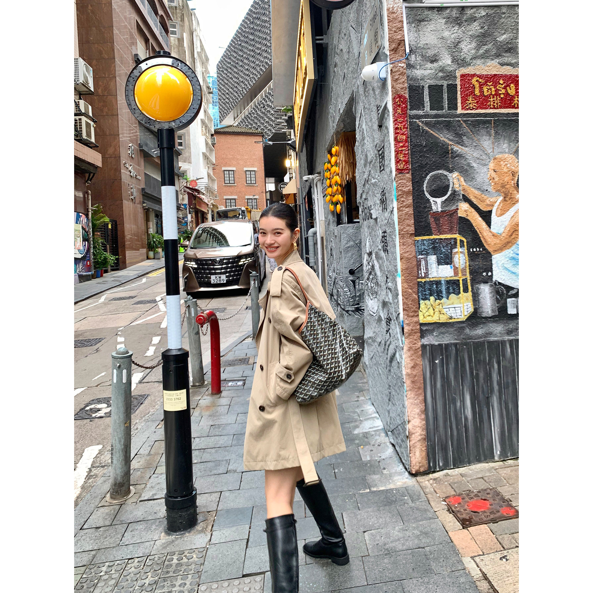 pusumede 高知都市风 经典廓形翻领风衣女气质收腰中长款大衣外套,淘宝优惠券,粉丝福利购,淘宝优惠卷