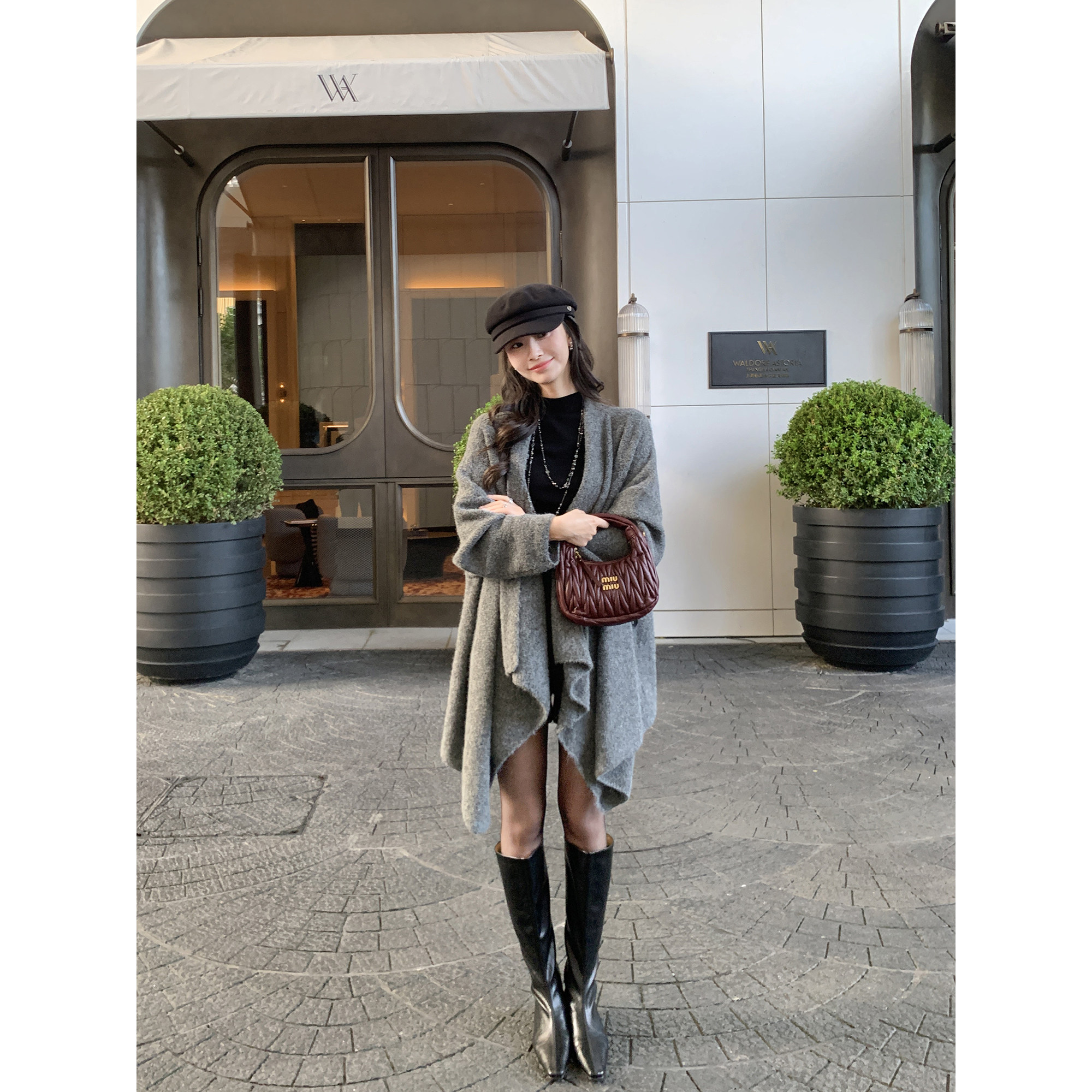 pusumede 随性松弛 灰色宽松针织开衫女软糯厚实保暖弹性毛织外套,淘宝优惠券,粉丝福利购,淘宝优惠卷