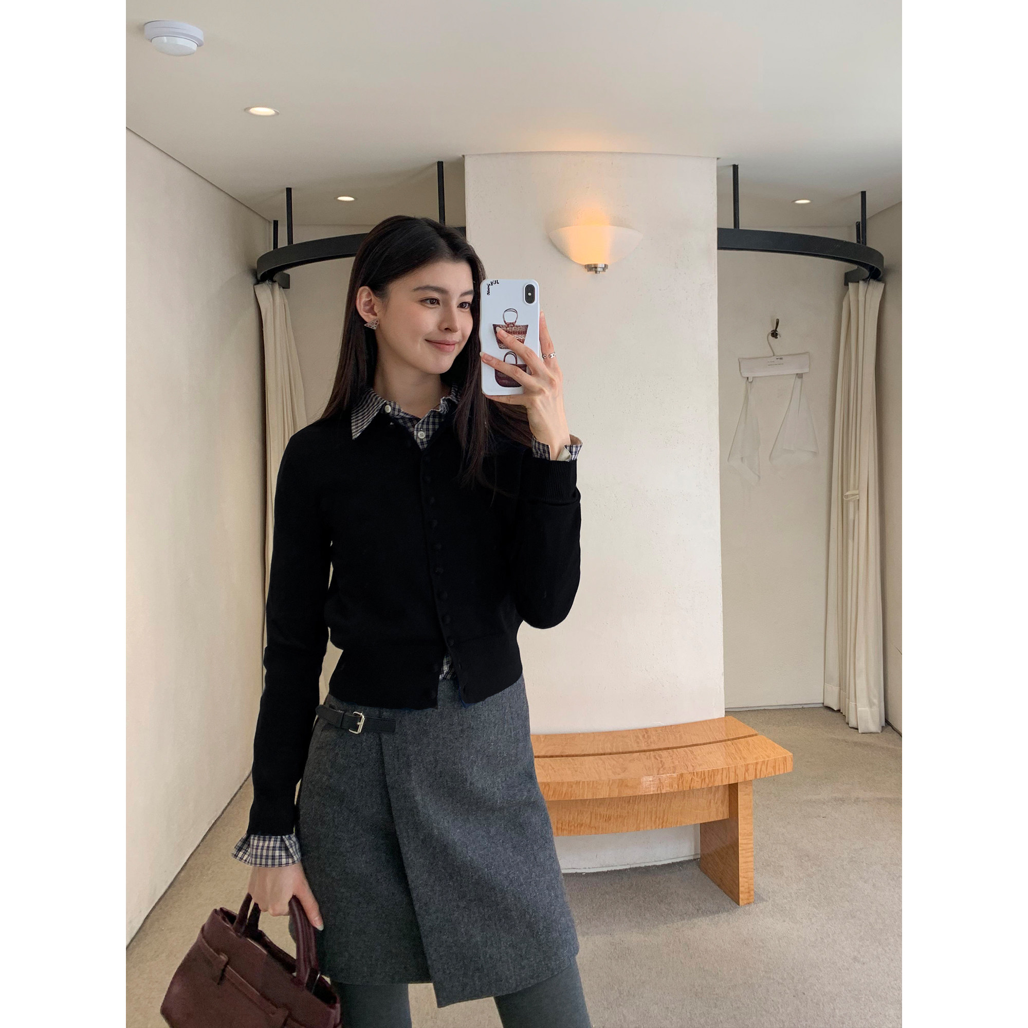 pusumede 日色微明 气质圆领针织开衫女宽松叠穿设计感长袖上衣,淘宝优惠券,粉丝福利购,淘宝优惠卷